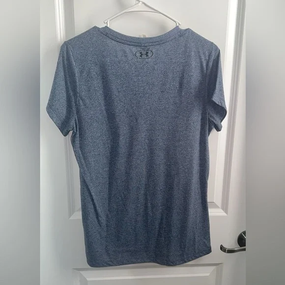 Under Armour Women's Short Sleeve V-Neck Tee in Heathered Blue - Picture 3 of 3